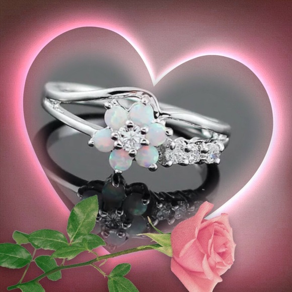 Jewelry - 🌺🌴🌺 NWOT;  WHITE FIRE FLORAL OPAL RING 🌺🌴🌺
